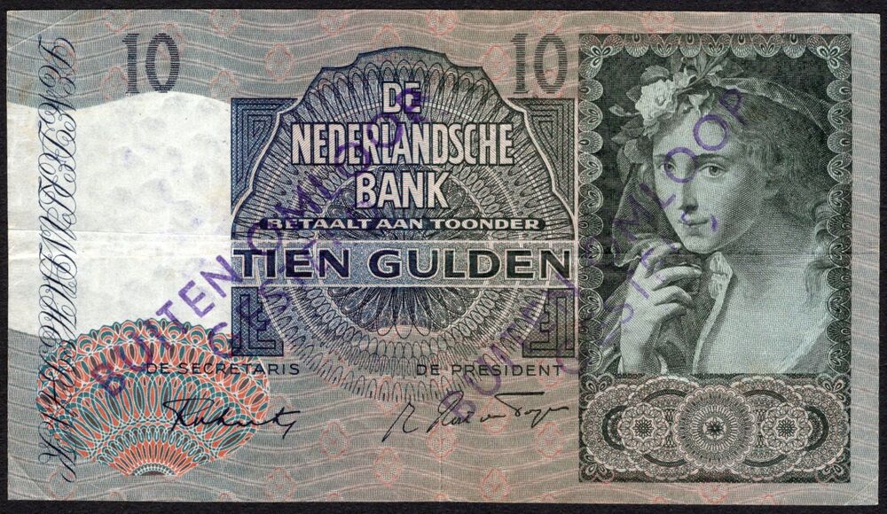 Netherlands - 10 Gulden 1941 - Pick # 56b - Cancelled - VF
