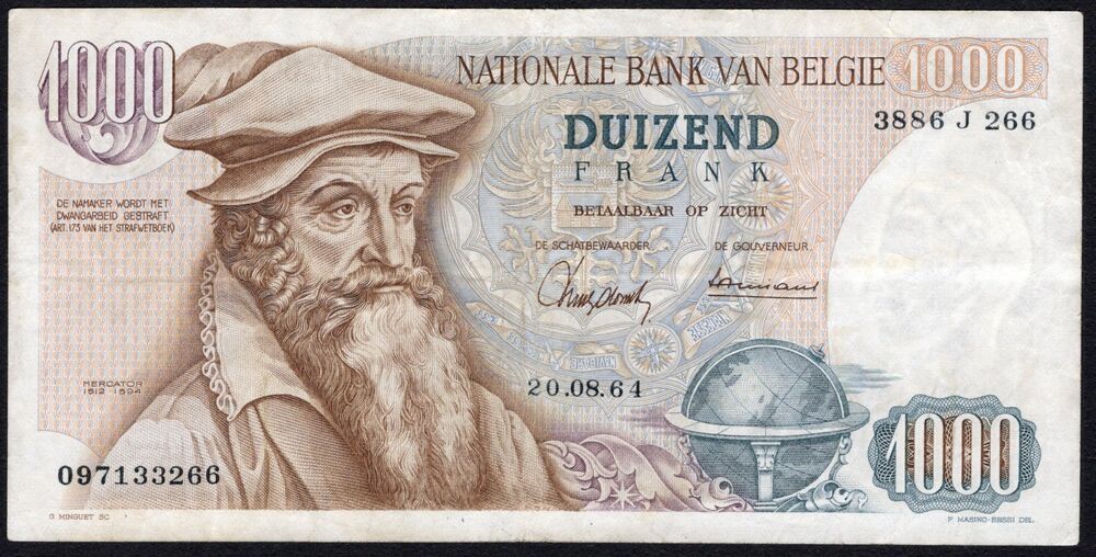 Belgium - 1000 Francs 1964 - Pick # 136 - F/VF