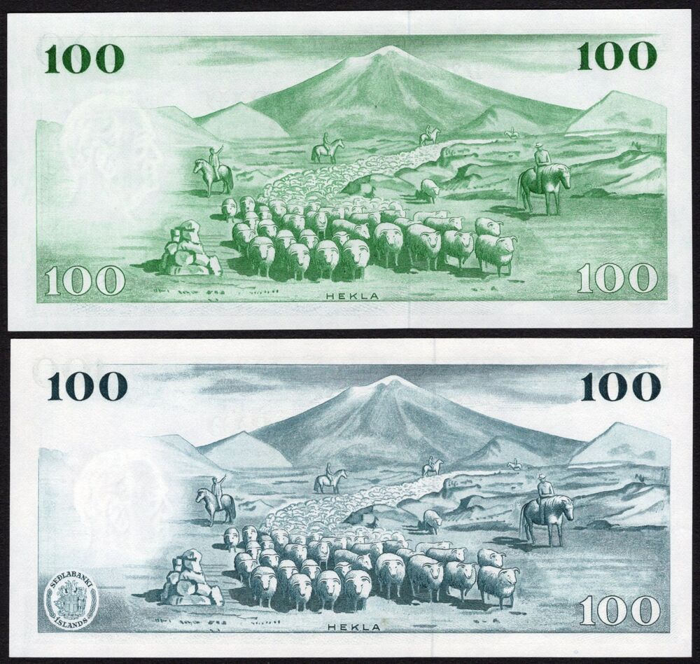 Iceland - 100 Kronur 1957 + 1961 - Pick # 40 & 44 - UNC