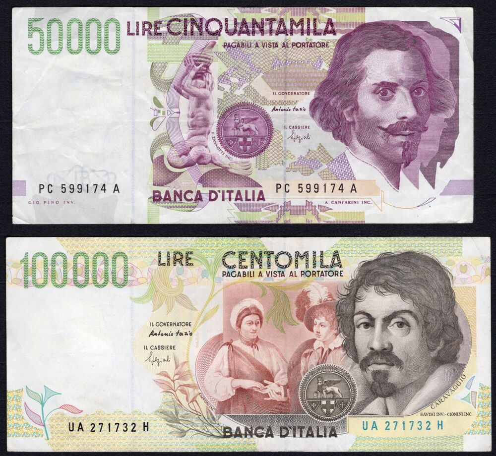 Italy - 50.000 and 100.000 Lire 1992/1994 - Pick # 116 & 117 - VF