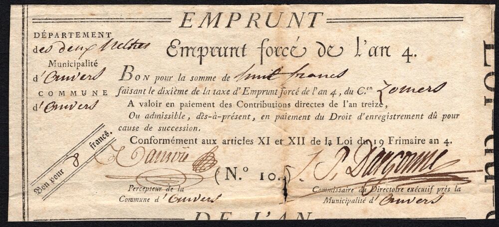 Belgium - Anvers / Antwerp, 8 Francs 1795 - Pick # NL - aVF