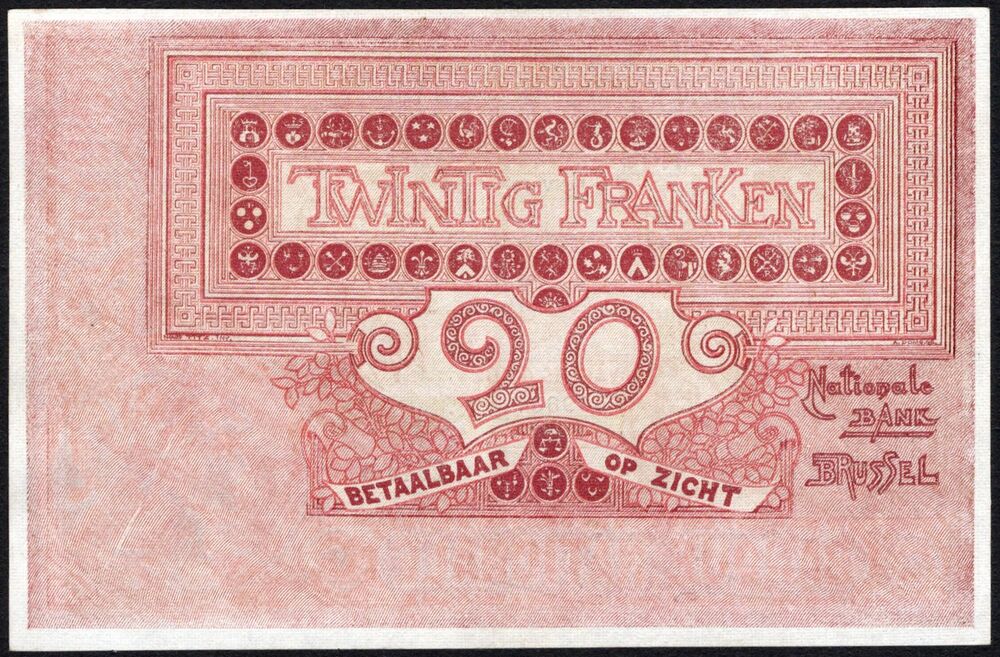Belgium - 20 Francs 1919 - Pick # 67 - XF