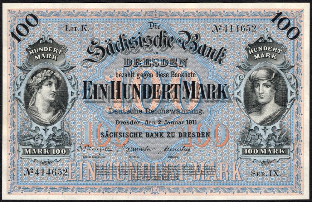 Germany - Sachsen, 100 Mark 1911 - Pick # S952b - UNC