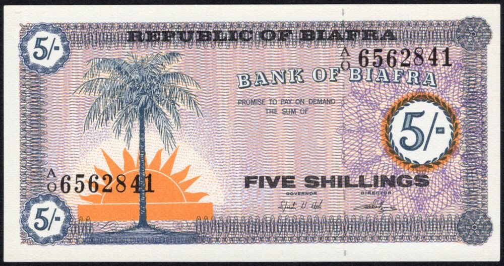 Biafra - 5 Shillings 1968 - Pick # 1 - UNC