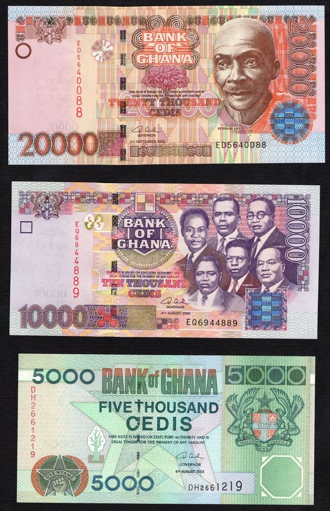 Ghana - 5000, 10.000 & 20.000 Cedis 2002/2006 - AU/UNC