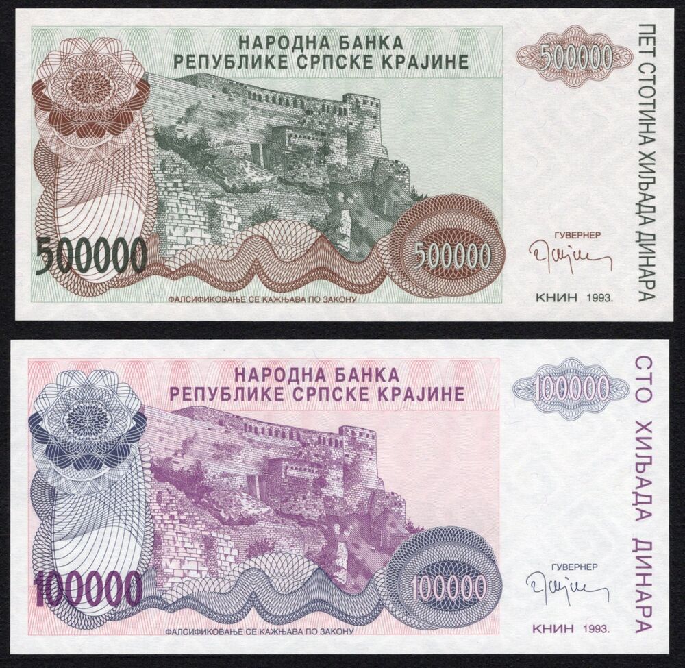 Croatia - 2 x Knin Fortress Issue 1993 - Remainders - UNC