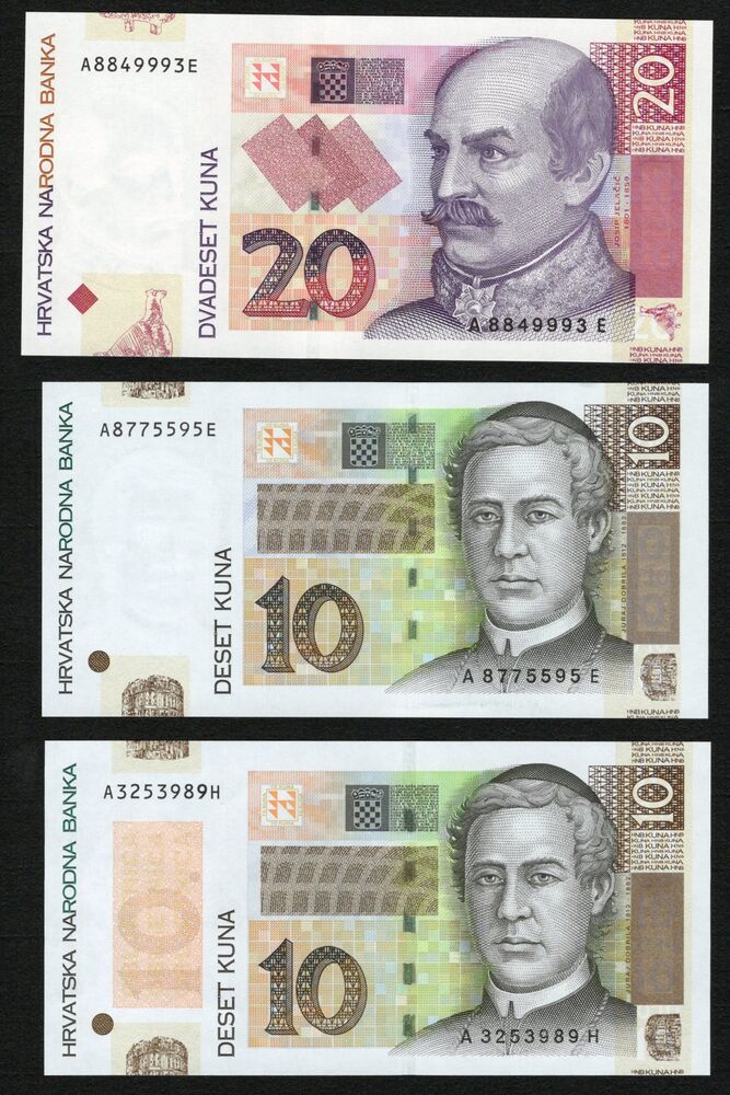 Croatia - Group of 3 notes 2001-2004 - UNC