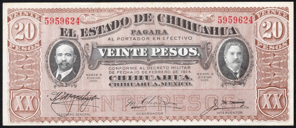 Mexico - 20 Pesos 1915 - Pick # S537b - UNC-