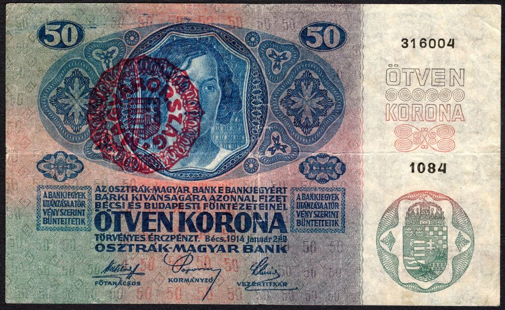Hungary - 50 Korona 1914/1920 - Pick # 25 - VF