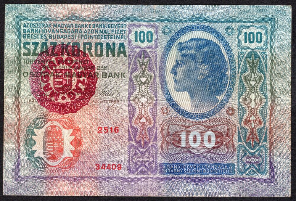 Hungary - 100 Kronen 1912/1920 - Pick # 27 - VF