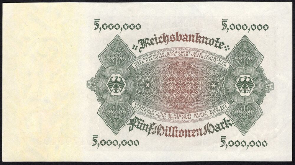 Germany - 5 Millionen Mark 1923 - Pick # 90 - AU