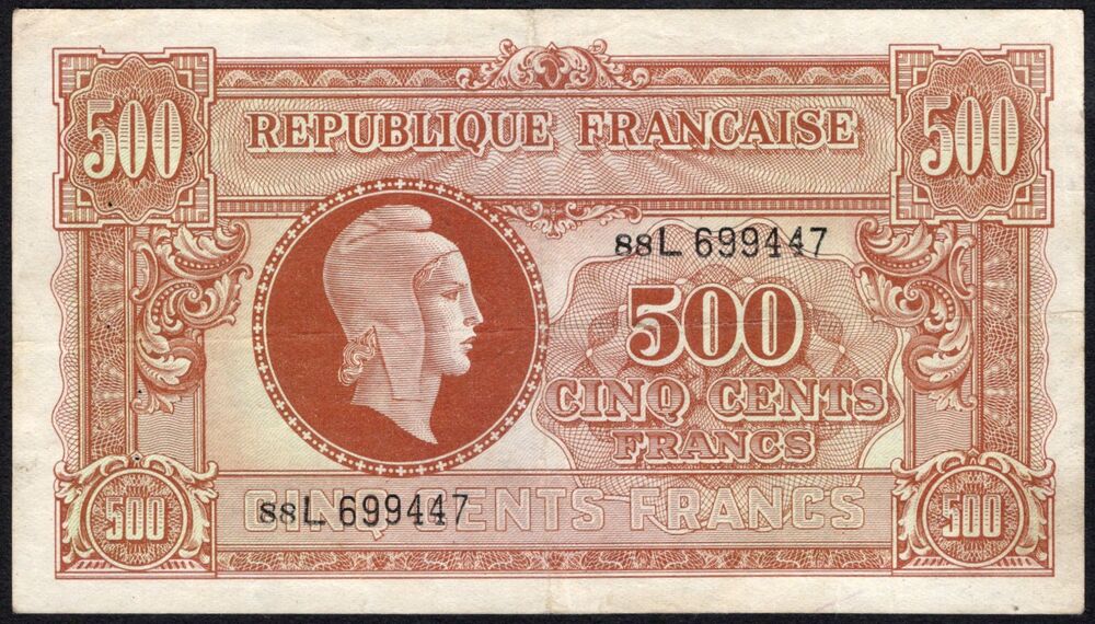 France - 500 Francs 1944 - Pick # 106 - VF (ph)