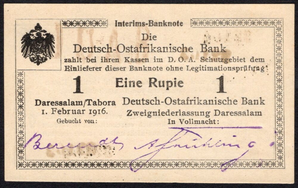 German East Africa - 1 Rupie 1916 - Pick # 20a - UNC