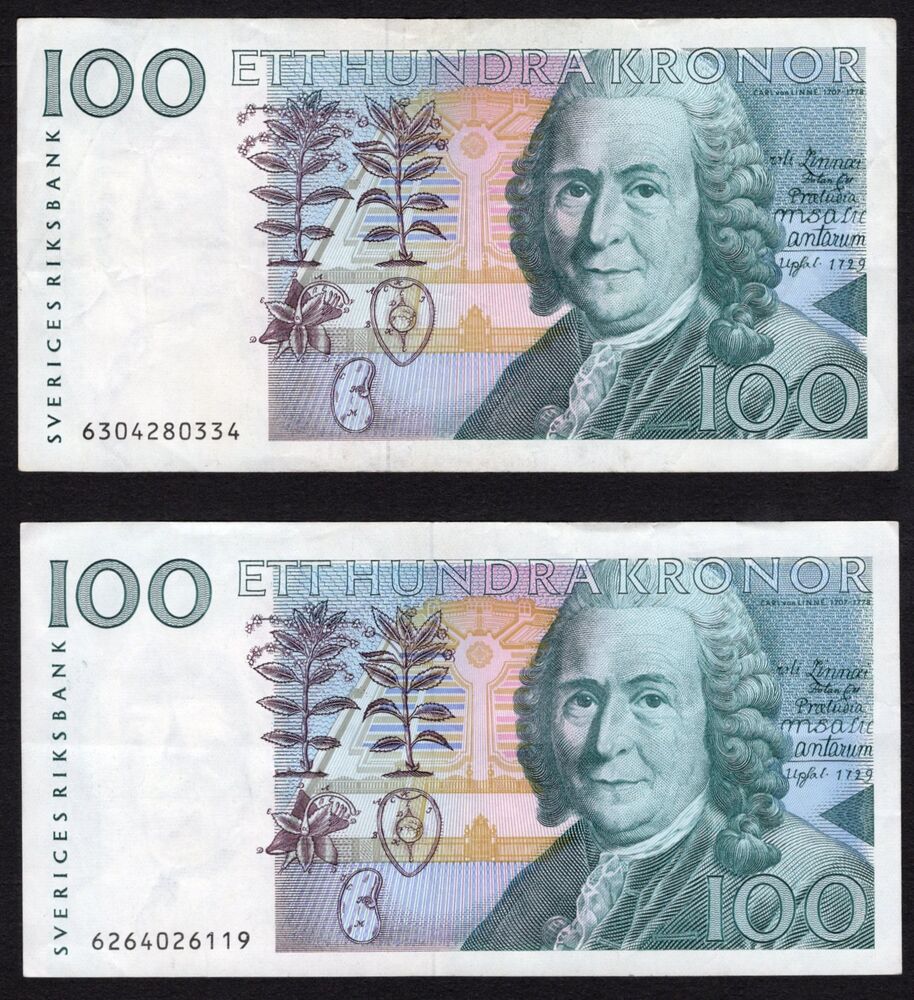 Sweden - 2 x 100 Kronor 1986 - Pick # 57a - VF