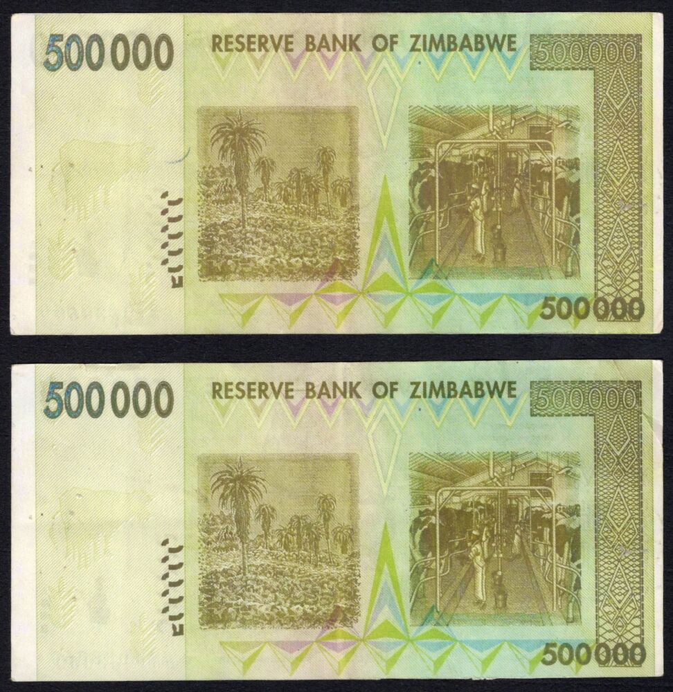 Zimbabwe - 2 x 500.000 Dollars 2008 - Pick # 76 - Forgeries - VF/XF