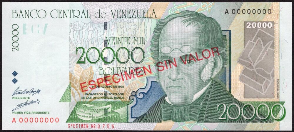 Venezuela - 20.000 Bolivares 1998 - Pick # 82s - Specimen - UNC