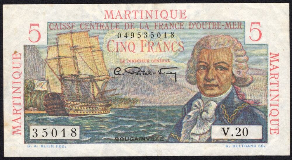 Martinique - 5 Francs 1947/1949 - Pick # 27 - VF