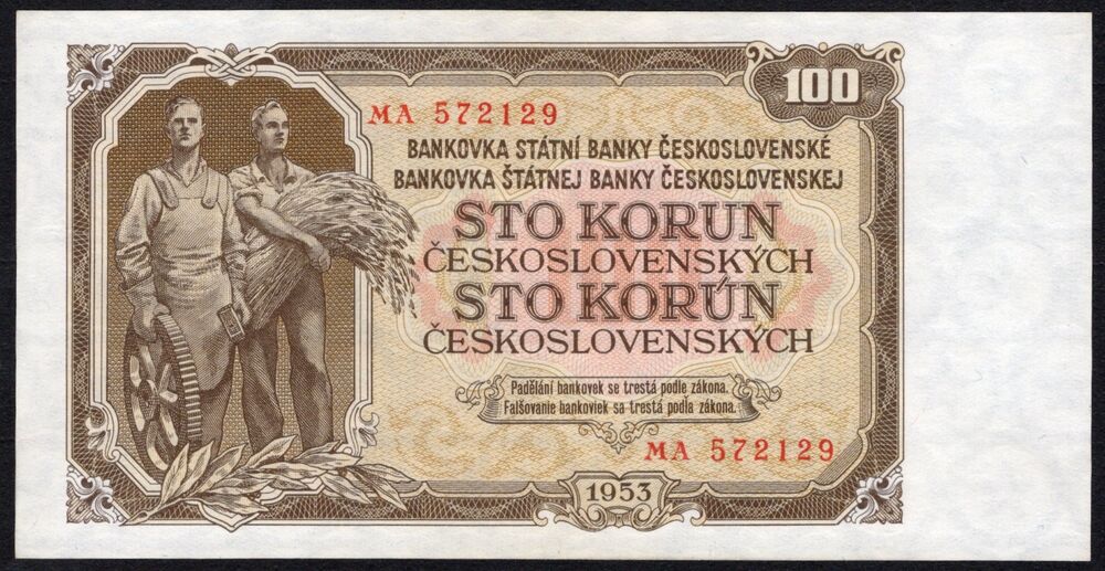 Czechoslovakia - 100 Korun 1953 - Pick # 86b - UNC-