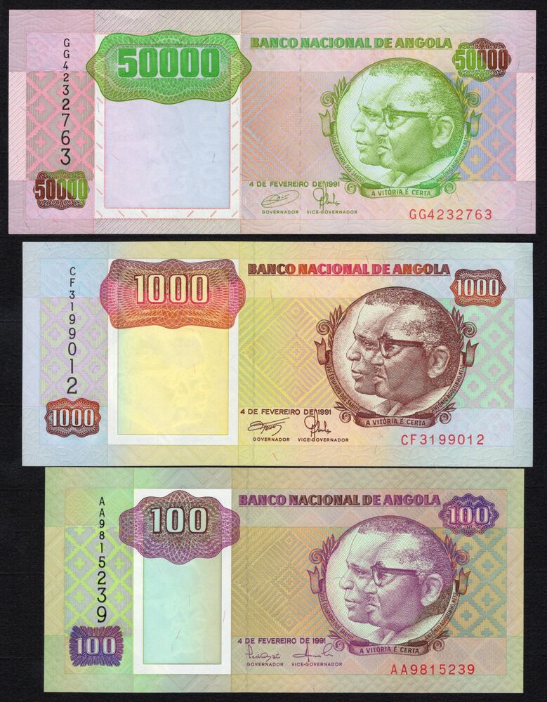 Angola - Group of 3 notes dated 1991 - UNC