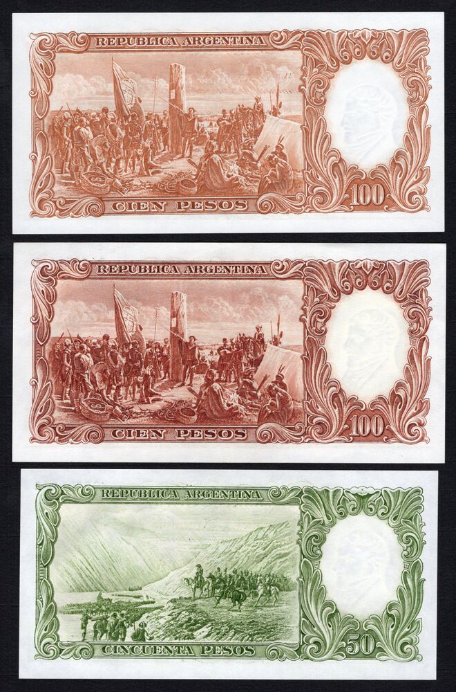 Argentina - Group of 3 notes - AU/UNC