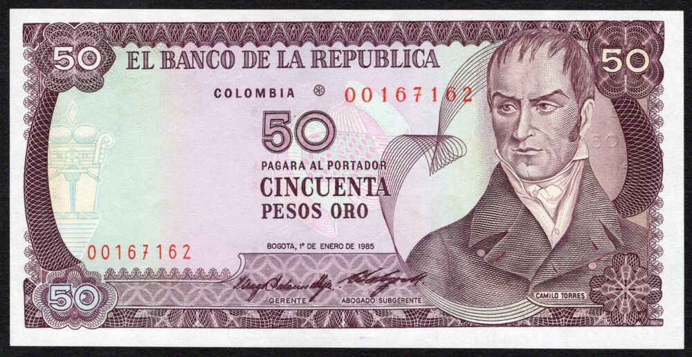 Colombia - 50 Pesos Oro 1985 - Pick # 425a* - Replacement - UNC