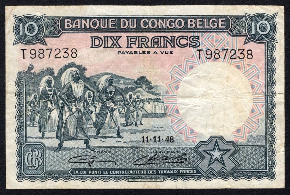Belgian Congo - 10 Francs 1948 - Pick # 14E - aVF