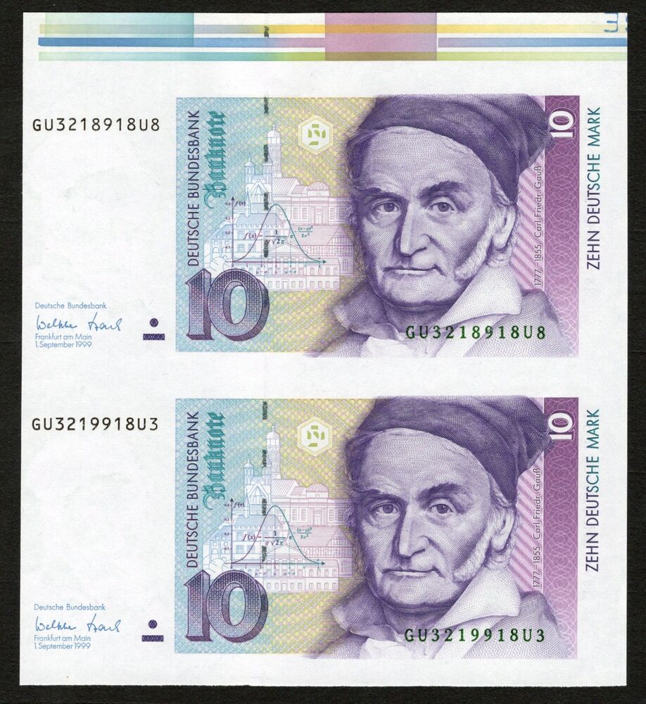 Germany, FR - 2 x 10 Deutsche Mark 1999 - Pick # 38a - Uncut - UNC