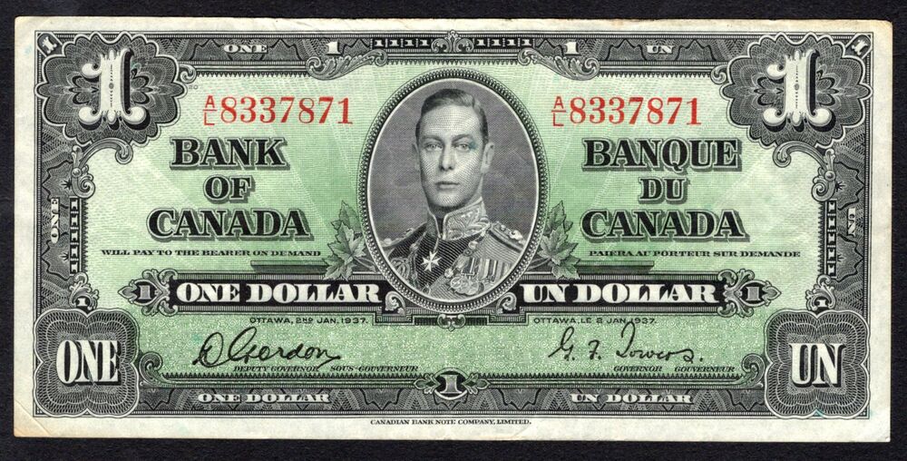 Canada - 1 Dollar 1937 - Pick # 58d - VF