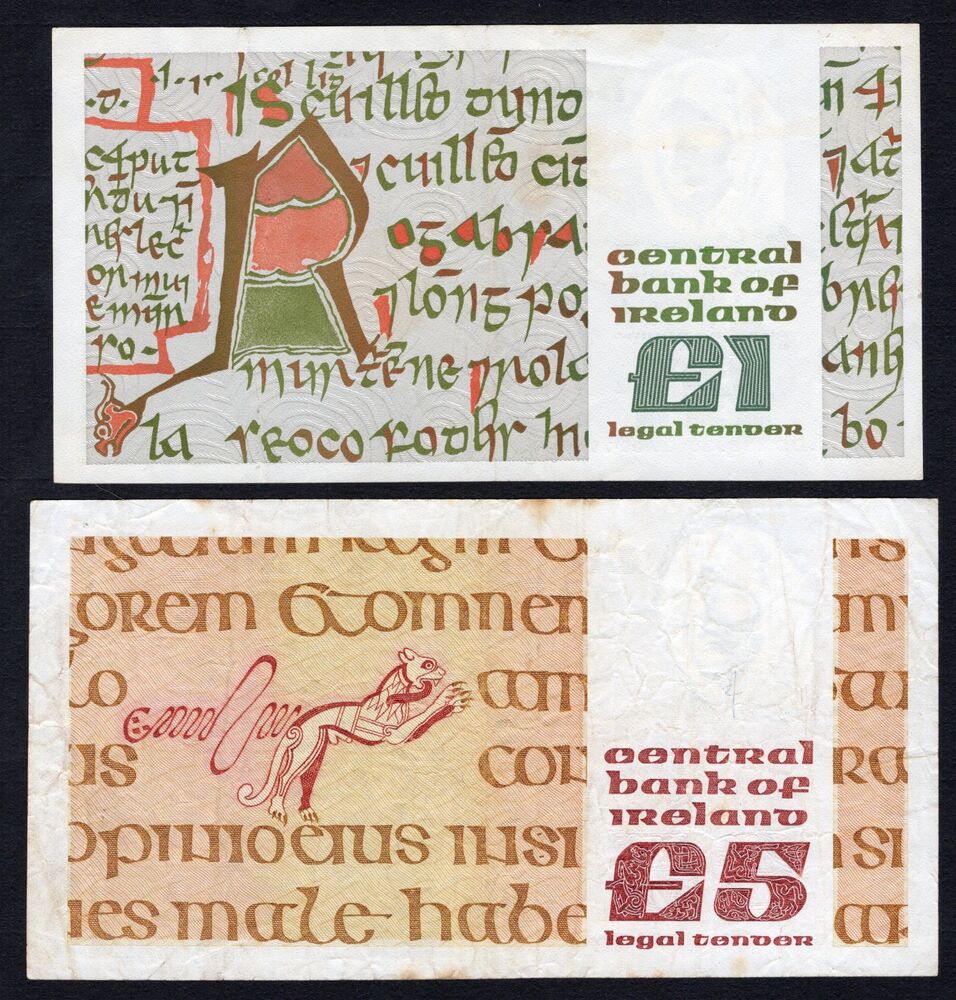 Ireland - 1 and 5 Pounds 1979 - Pick # 70b & 71c - VF