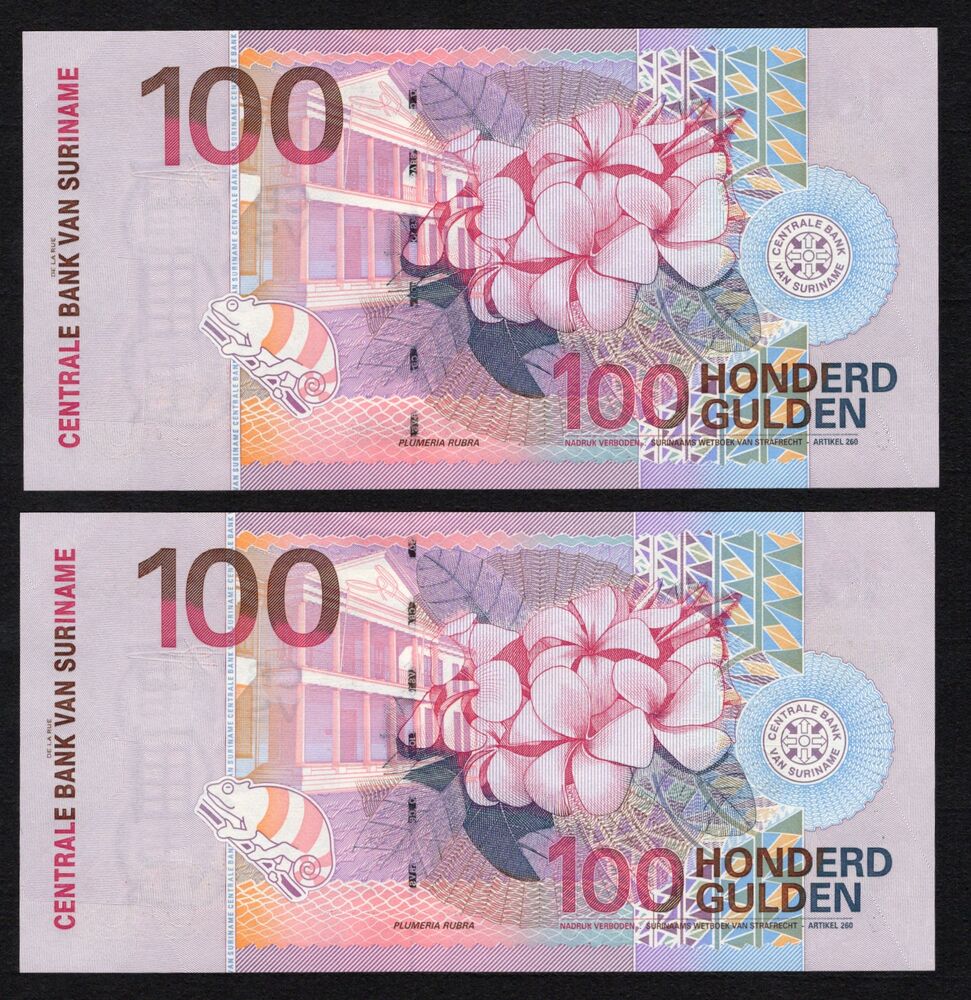 Suriname - 2 x 100 Gulden 2000 - Pick # 149 - Consecutive - UNC