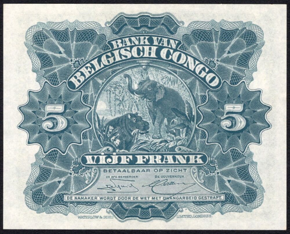 Belgian Congo - 5 Francs 1952 - Pick # 13B - UNC