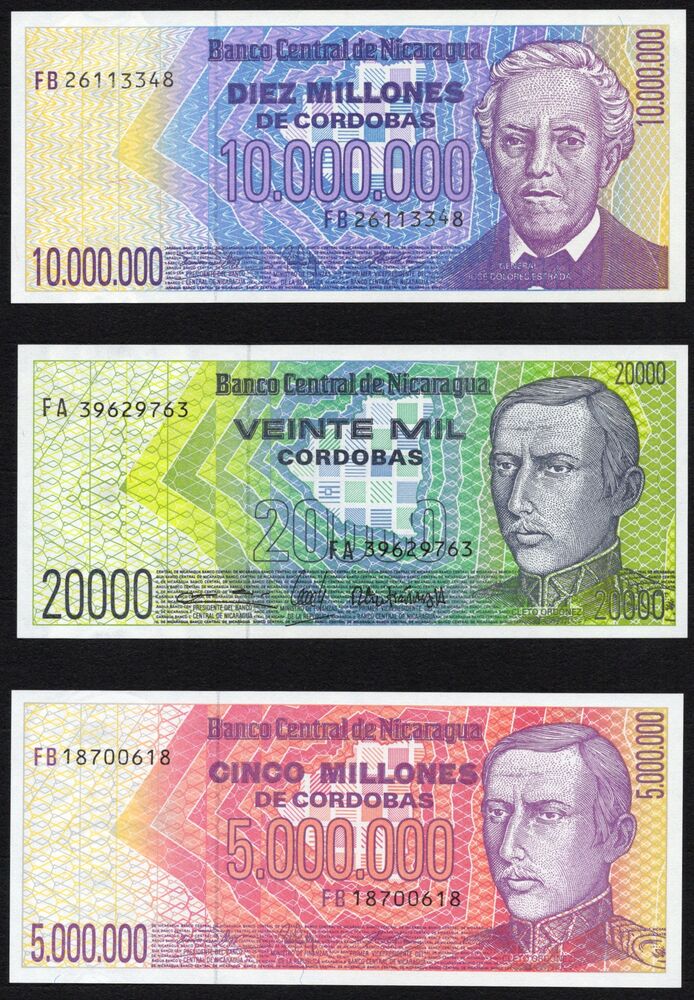 Nicaragua - Group of 3 notes - UNC