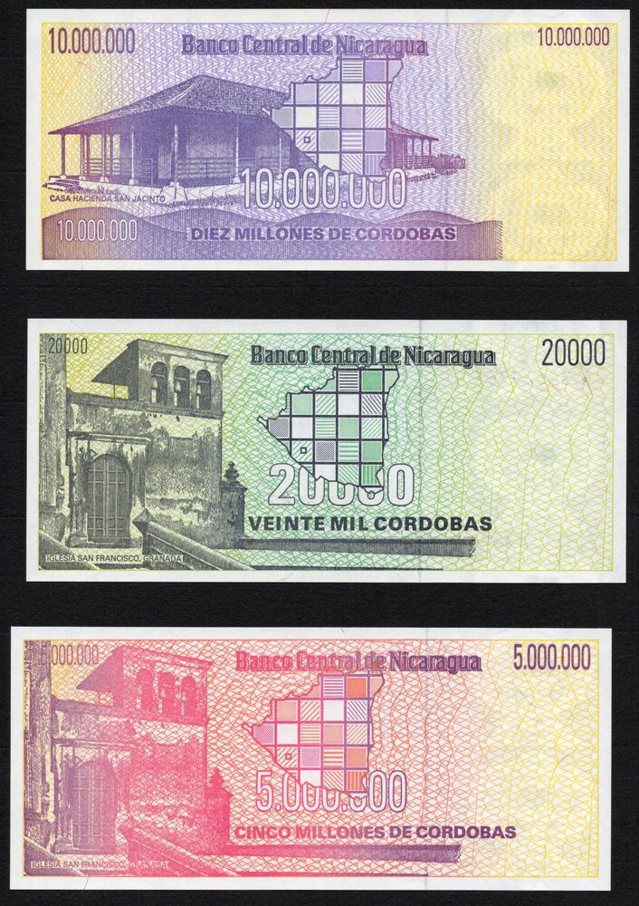 Nicaragua - Group of 3 notes - UNC