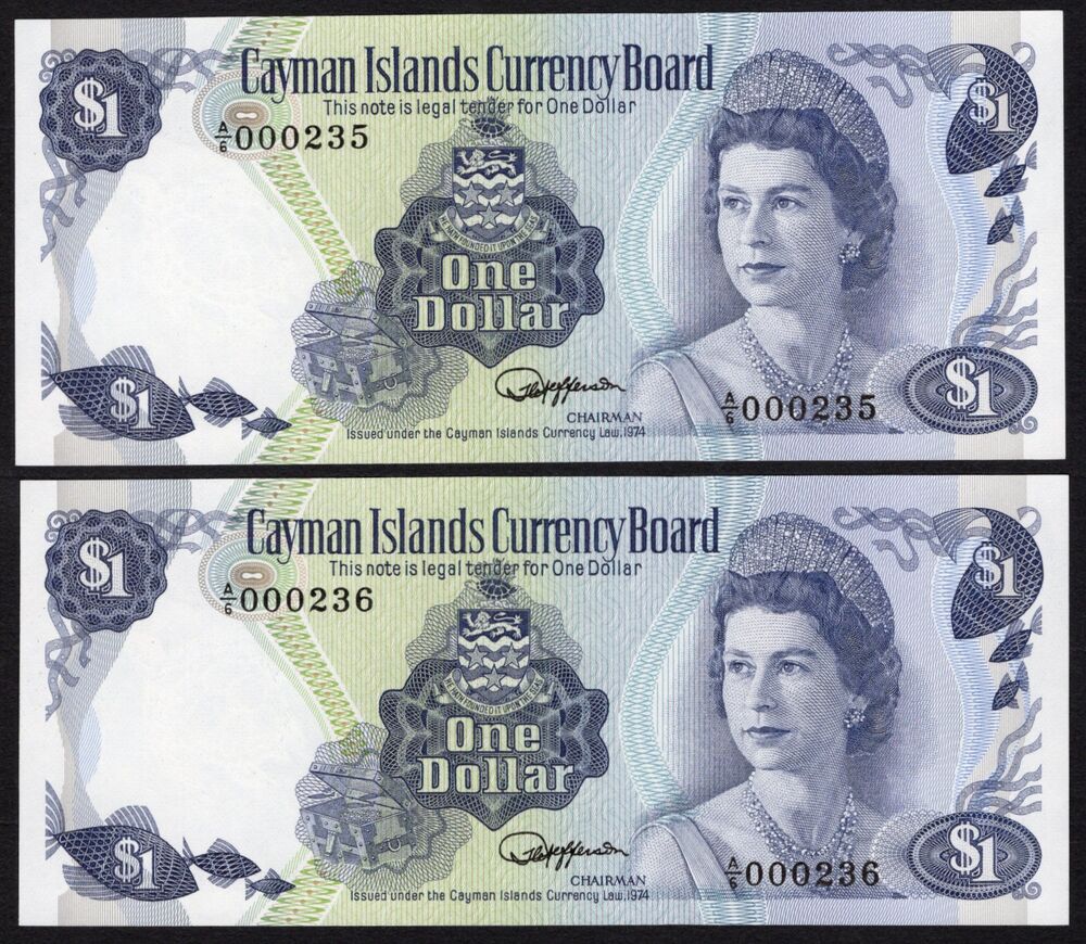 Cayman Islands - 2 x 1 Dollar 1974 - Pick # 5e - Consecutive - UNC