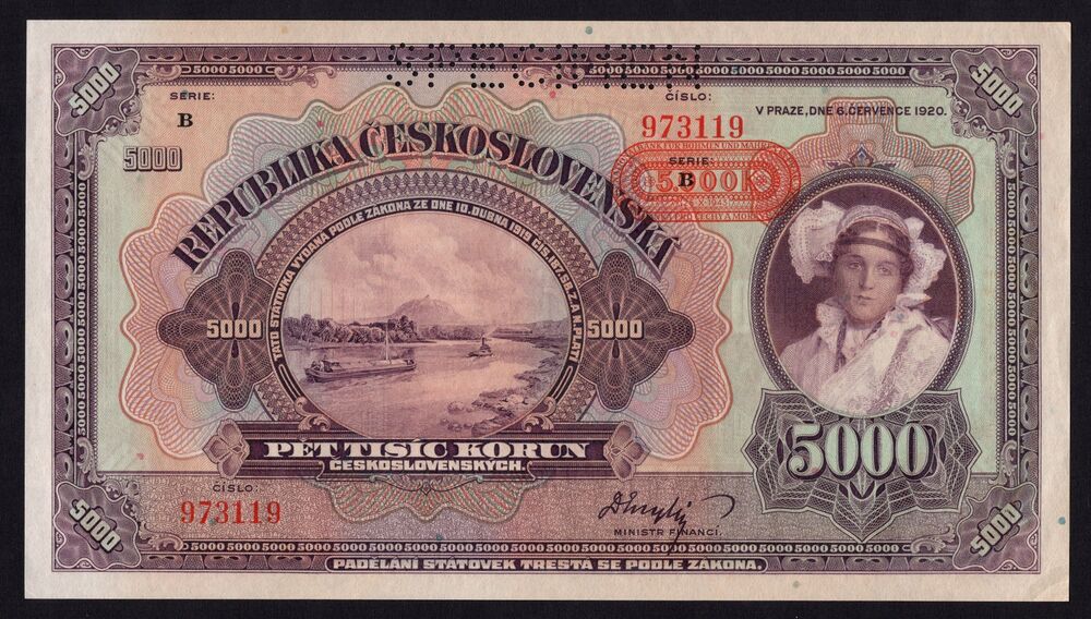 Bohemia & Moravia - 5000 Korun 1920 - Pick # 16s - Specimen - AU