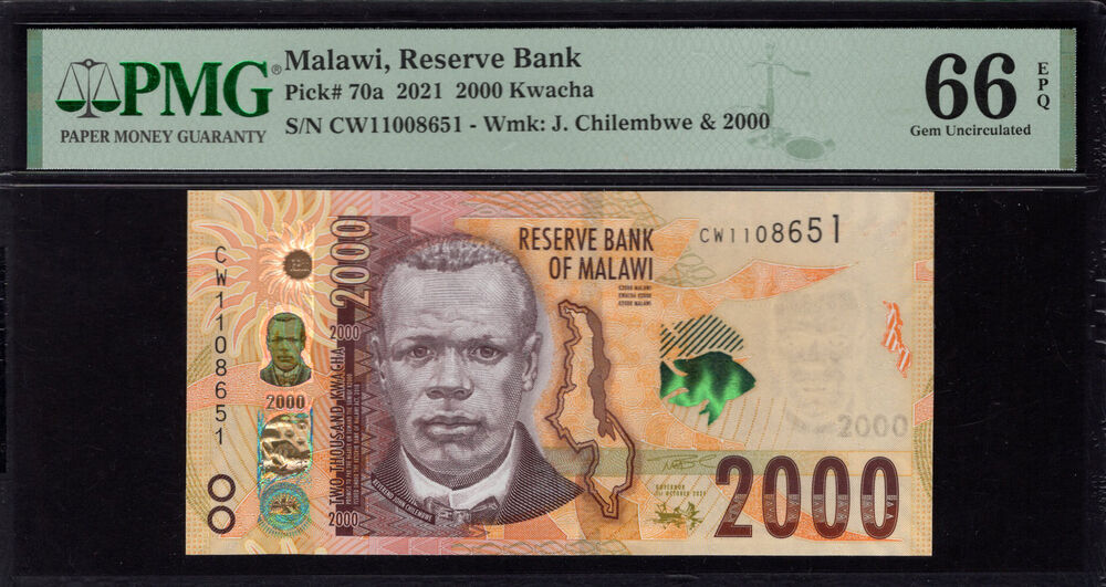 Malawi - 2000 Kwacha 2021 - Pick # 70a - PMG 66 EPQ