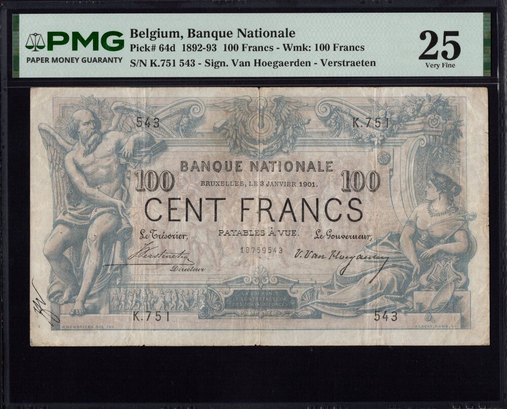Belgium - 100 Francs 1901 - Pick # 64d - PMG 25