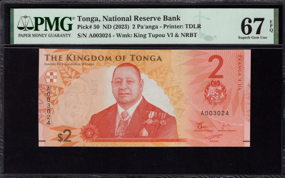 Tonga - 2 Pa'anga 2023 - Pick # 50 - PMG 67 EPQ