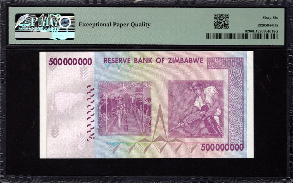 Zimbabwe - 500.000.000 Dollars 2008 - Pick # 82 - PMG 66 EPQ