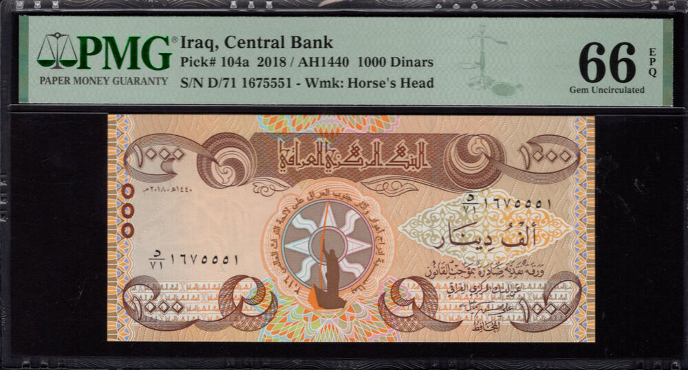 Iraq - 1.000 Dinars 2018 - Pick # 104a - PMG 66 EPQ