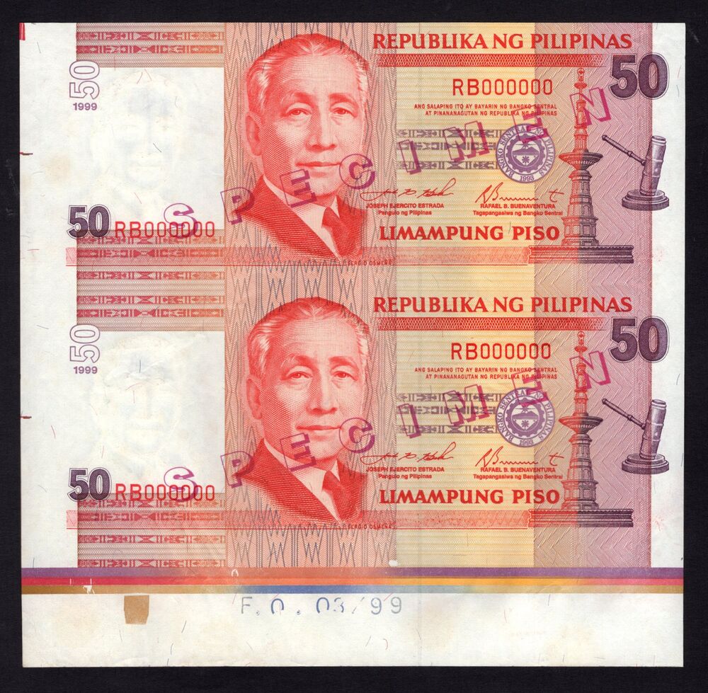 Philippines - 2 x 50 Piso 1999 - Pick # 183s - Specimen - AU
