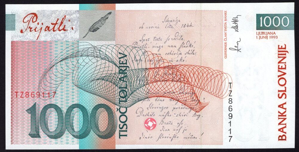 Slovenia - 1000 Tolarjev 1993 - Pick # 18 - UNC