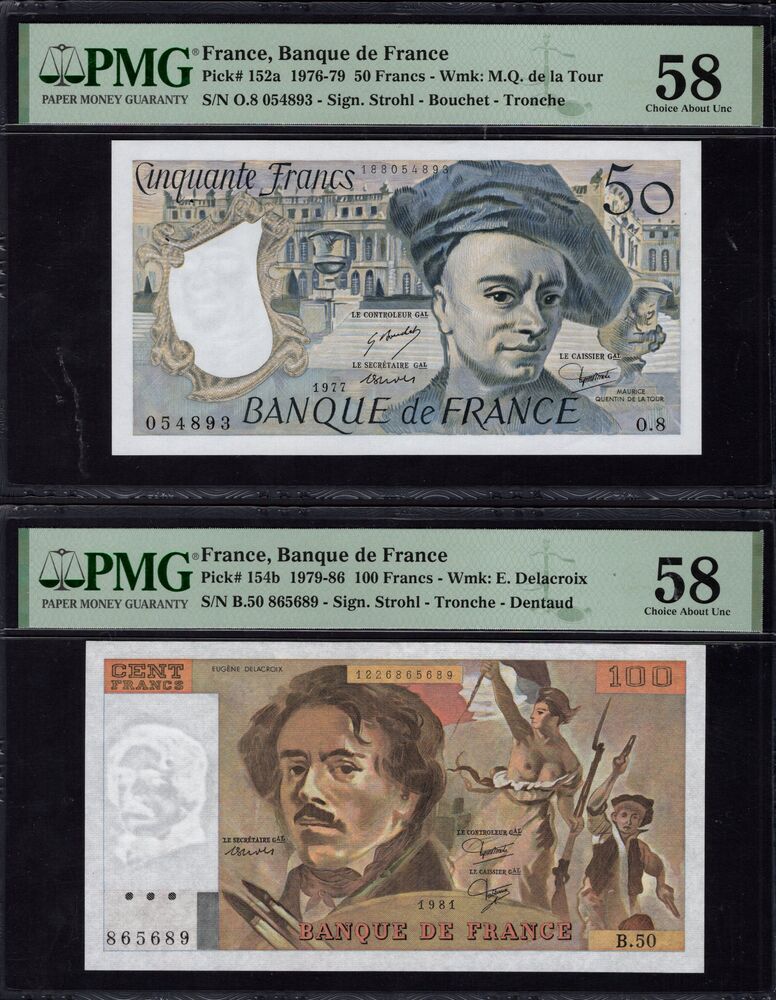 France - Group of 2 PMG graded notes
