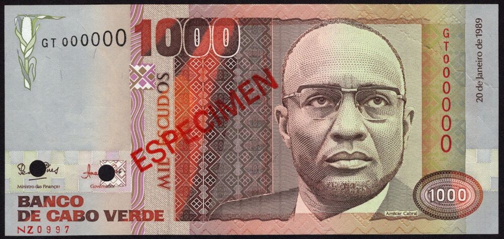 Cape Verde - 1000 Escudos 1989 - Pick # 60s - Specimen - AU