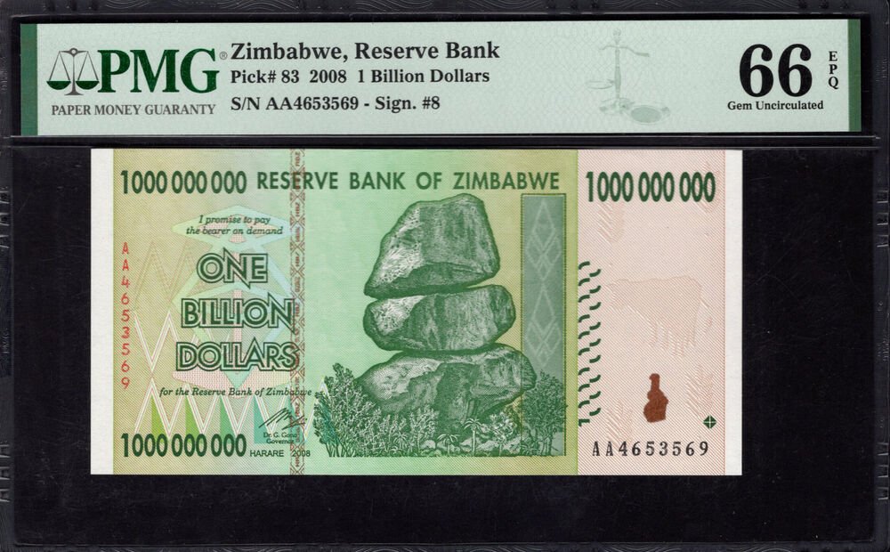 Zimbabwe - 1.000.000.000 Dollars 2008 - Pick # 83 - PMG 66 EPQ