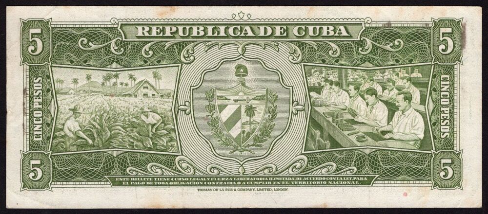 Cuba - 5 Pesos 1960 - Pick # 91c* - Replacement - VF