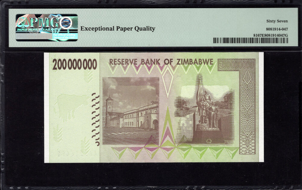 Zimbabwe - 200.000.000 Dollars 2008 - Pick # 81 - PMG 67 EPQ