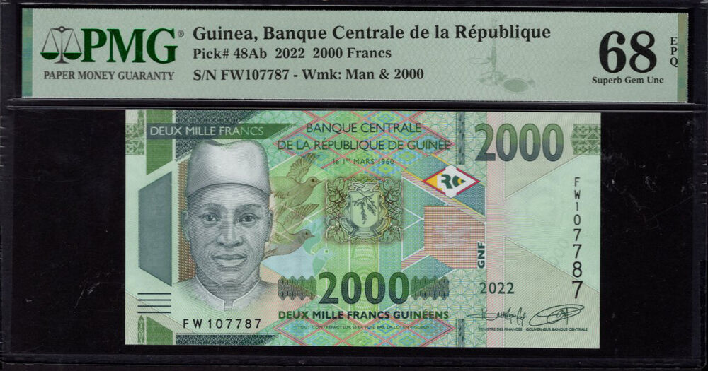 Guinea - 2.000 Francs 2022 - Pick # 48Ab - PMG 68 EPQ