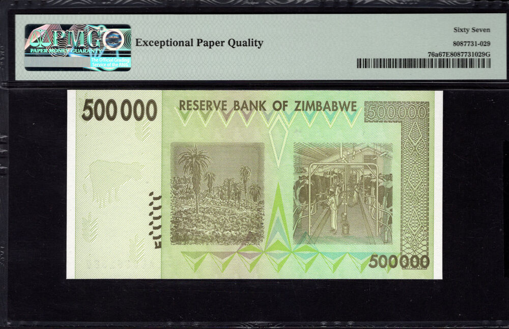 Zimbabwe - 500.000 Dollars 2008 - Pick # 76a - PMG 67 EPQ