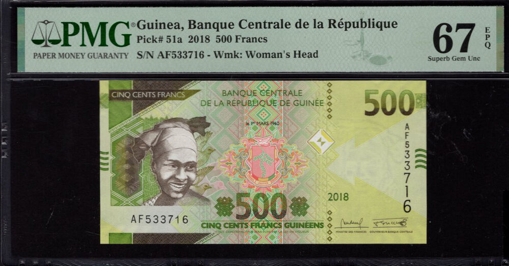 Guinea - 500 Francs 2018 - Pick # 51a - PMG 67 EPQ